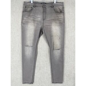 Serenade Jeans Distressed Ripped‎ Fitted Stretch Denim Streetwear Yellow Tint 40